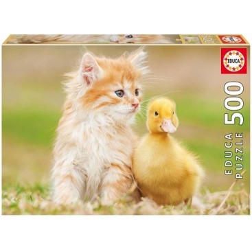 PUZZLE 500 PIEZAS AMIGOS ADORABLE GATO Y PATO