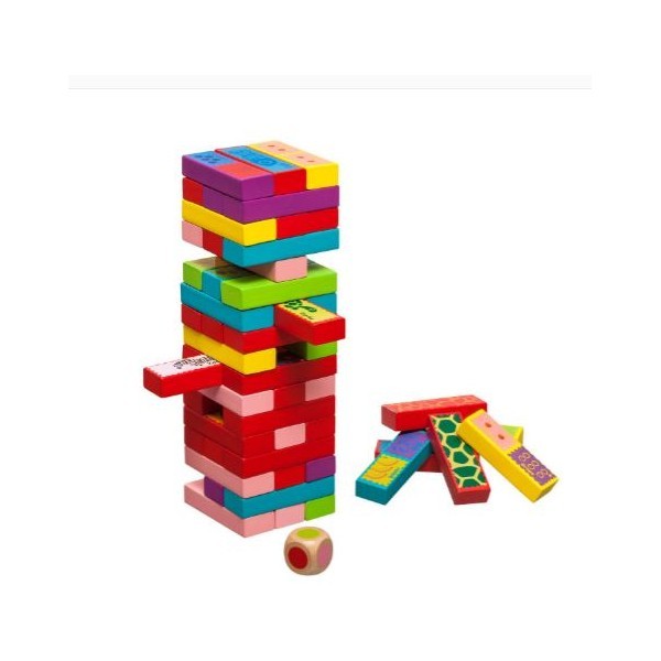 Wooden Wobbly Tower Stacking Blocks Game